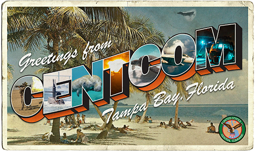 A retro postcard graphic for USCENTCOM.