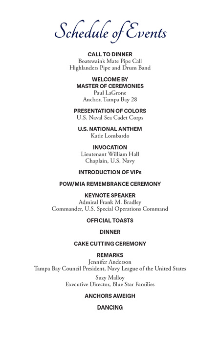 250th Navy Ball Program sample page 1